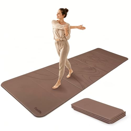 FunLife XXL Yogamatte 190 × 66 cm – 10 mm faltbare Fitnessmatte, Caramel