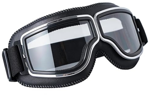 Retro Cruiser Brille Für Brillenträger | Weich Gepolsterte Motorradbrille - Windschutzbrille Für Damen Herren Outdoor Racing Radsport, Rutschfestes Band UV400 Schutz PC Gläser 60g Leichtgeweicht