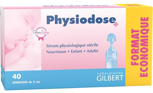 PHYSIODOSE Sérum physiologique stérile 40 unidoses de 5 mL pour nourrisson, enfant et adulte - Lot de 3