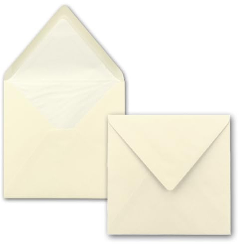 FarbenFroh by GUSTAV NEUSER 25x envelopes square 16 x 16 cm in vanilla (cream) Envelopes with white silk lining Envelopes without window & with wet glue for invitation cards for weddings and birthday