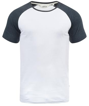 !Solid SDBastian Herren T-Shirt Kurzarm Shirt mit Rundhals-Ausschnitt Baumwollmischung Regular fit, Größe:L, Farbe:White Blue Melange (B0001)