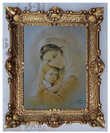 Lnxp Bild Bilder Gemälde in den Rahmen montiert 56x46 cmReligiös Mutter Maria Gottes Maria Jesus Christus Kruzifix Engel 11 50B