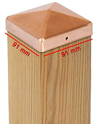 6 x PFOSTENKAPPE PYRAMIDE 91 x 91 MM KUPFER