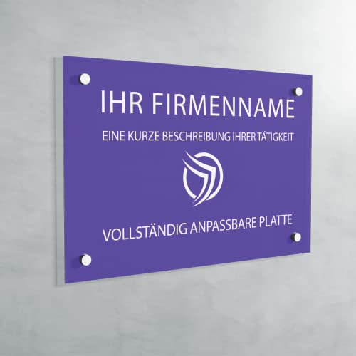 Individuelle PVC Praxisschild/Firmenschild – Gravierte Tafel für Arzt, Pflegekraft, Anwalt oder Unternehmen – Personalisierbar in Größe, Farbe, Text und Logo (Violett)