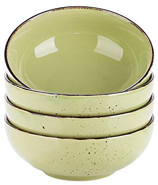 vancasso Navia Grass Green Cereal Bowl Ramen Bowl Set of 4-6.7 inch Soup Bowl/Pasta Bowl/Dessert Bowl/Fruit Bowl/Noodle Bowl/Large Serving Bowl, 800ml/28 oz. (17 * 17 * 6.5CM)
