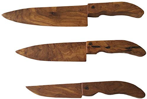 Franchino dal 1958 Set di Tre coltelli in Legno di ulivo. Utilizzare con Formaggi Morbidi.