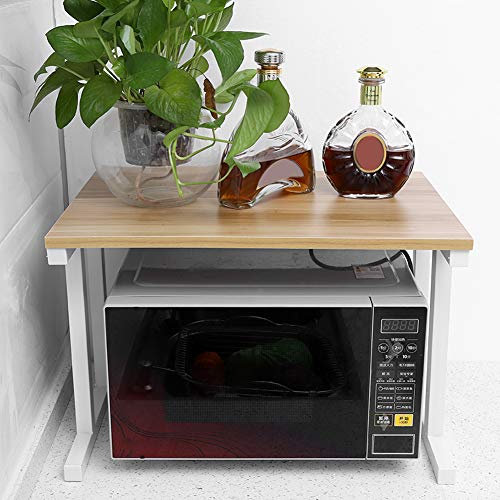 Wakects Mikrowellen-Rack Toaster Regal, Mikrowelle, Regale, Küchenregal, Rack Küchenregal aus Metall, platzsparend, 57 x 38 x 35 cm (weiß)