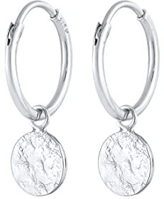 Elli Ohrringe Damen Creolen Plättchen Coin Anhänger Organic in 925 Sterling Silber