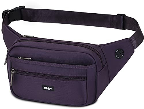 Bauchtasche wasserdichte Gürteltasche Damen und Herren für Handy bis 6.8 Zoll, Hüfttasche Sport Running Camping Fahrrad Reisen Joggen Laufen Laufgürtel (Lila)