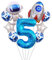 Liitata Weltraum Luftballon Set 5. Kinder Geburtstag Deko Zahl 5 Folienballon Blau Großes Astronaut Raketen Luftballons Stern Ballon Konfetti Luftballons für Junge Geburtstag Party Motto Party Deko