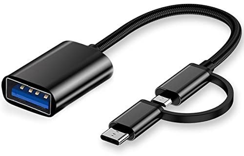 iJiZuo 2-in-1 USB C/Micro auf USB Adapter, Kabel OTG Adapterkabel Kompatibel mit MacBook Android Google Samsung Galaxy und mehr(Schwarz)