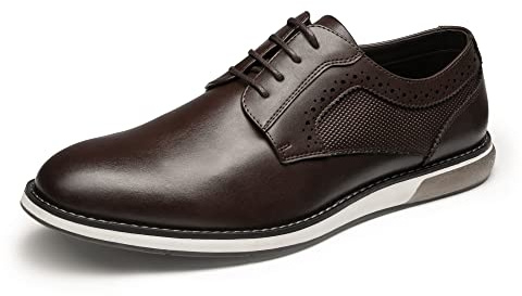 Bruno Marc Men's Casual Dress Sneaker Shoes, Business Formal Derby Plain Toe Oxfords Crossflex GentEdge,Size 11,Brown,SBOX223M