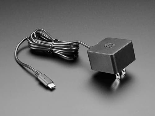 Adafruit Accessoire officiel Raspberry Pi Power Supply 5,1 V 3 A avec USB C - 1,5 m de long