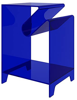 CHEMYO Acryl-Beistelltisch, Beistelltisch, Hocker mit Stauraum, moderner Zeitungsständer, transparenter Nachttisch, Couchtisch für Schlafzimmer, Blau