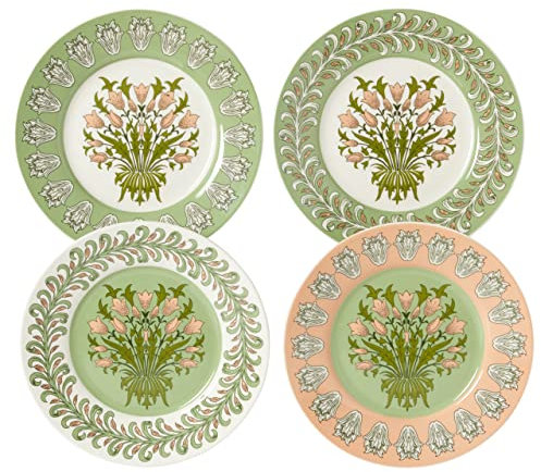 William Morris At Home Useful and Beautiful Assorted Dessert Plates Gift Set | 4 x 20cm Fine China Cake Dessert Plates | Dishwasher and Microwave Safe | Cruelty Free & Vegan Friendly