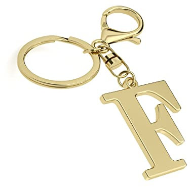 Edelstahl Gold Buchstabe A-Z Schlüsselanhänger für Damen Herren, Initiale Buchstabe Anhänger mit Schlüsselring, Charms für Schlüsselrucksack Tasche, Gold-f, Durchschnittliche Größe