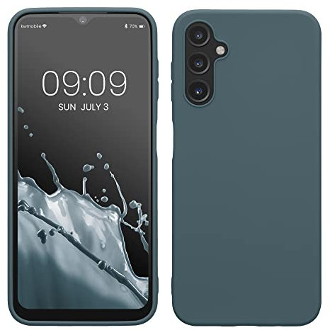 kwmobile Hülle kompatibel mit Samsung Galaxy A14 5G Hülle - weiches TPU Silikon Case - Cover geeignet für kabelloses Laden - Dunkler Schiefer