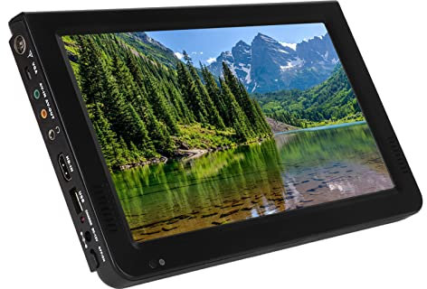 TV Digital Portátil de 10 Pulgadas, Pantalla TFT LED HD, para Automóvil, Caravana, Campamento, Exterior o Cocina, Batería Incorporada, Admite TV Analógica, Tarjeta USB