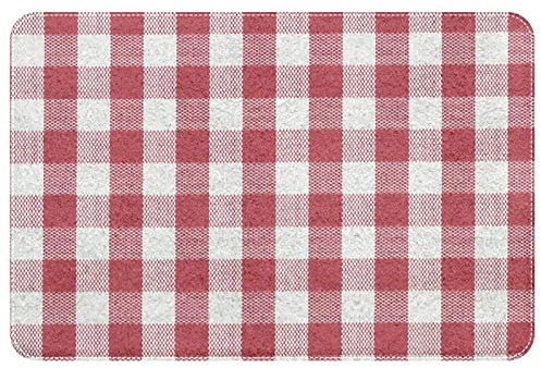WOSHJIUK weiß rot klassisch kariert Teppich,Fußmatte,20x31 Zoll Türteppiche für Wohnzimmer,Bodenmatte,Schlafzimmerteppich