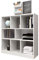 Coemo Raumteiler Split Bücherregal Weiß Büroregal 3 Etagen Würfelregal mit 8 Fächern, Standregal, Aktenregal 100x30x106cm