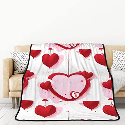 TORONG Little Red Heart Doppelseitige Flanelldecke für Autobetten und Nickerchen für Erwachsene, eine warme und gemütliche Decke (152,4 x 203,2 cm)