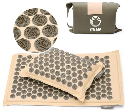 Fitleap Akupressurmatte mit Kissen + Tasche, Massage Matte zur wohltuenden Entspannung und Stimulation, Akupunktur Matte zur Schmerzlinderung