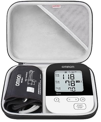 BOVKE Carrying Case for OMRON X3 Comfort Automatic Upper Arm Blood Pressure Monitor and Wrap Cuff, BP Machine Travel Bag with Mesh Pocket for Batteries and Charger, Black