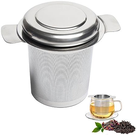 Filtro per Tè In Acciaio Inox con Coperchio, Infusore Per Tisane, Filtro The Infusione, Filtro per Tisane, Infusore Te, Colino per Tisane, per The/Tazza/Teiera/Bollitore