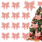KAMEUN 12 Stück 14CM Schleifen Weihnachten Glitzer Champagner Rosa Weihnachtsbaum Schleifen Weihnachtsbaumschmuck für Familienfeiern Party Dekoration für Weihnachten Urlaub Hochzeit Feierlichkeiten