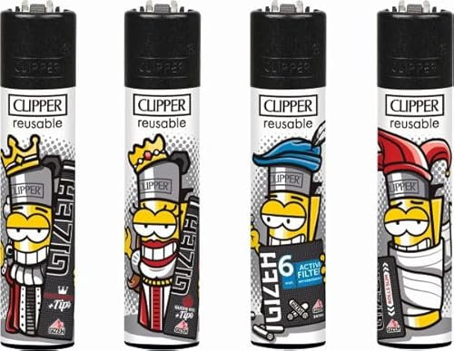 Clipper® Feuerzeuge im Multipack - 4er Set mit coolem Look - Nachhaltig NEU - INKL Gratis Crystal Deko Balls (Gizeh #7)