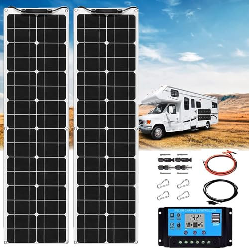 CHRISK Kit de Panneau Solaire 400W Flexible Solar Pannel, avec contrôleur 40A pour la Maison de Maison de la Ferme à chabillement de Bateau RV