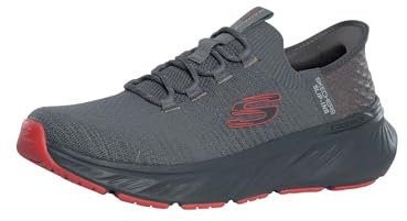 Skechers Edgeride Raygo, Scarpe da Ginnastica Uomo, Charcoal Knit/Red Trim, 45 EU