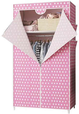 CENAP Kleiderschrank, tragbare Kleiderschrankregale mit Kleiderstange, Leinengarderobe mit Kleiderstange, Faltbarer Schrank, Grau-70 x 45 x 160 cm (Rosa 70 x 45 x 160 cm)