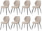 GrandCA HOME Juego de 8 Sillas de Comedor, Sillas de Comedor Tapizadas, Sillas de Cocina Nórdicas, Sillas Acolchadas con Patas de Metal, Cojines de Tela de Rombos, Beige-R