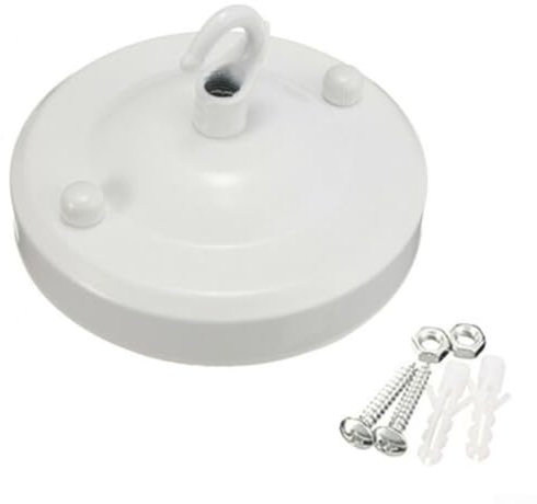 Ceiling Rose Hook Plate, Iron Chandelier Hanging Plate Hook Ceiling Light Canopy, Vintage Ceiling Cover Plate Hook Pendant Accessories for Lighting Chandelier Plated Parts(White)