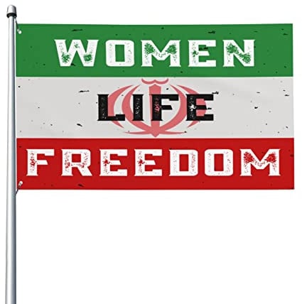 Garten Flaggen Frauen, Leben, Freiheit, Frauen, Leben, Freiheit, Iranische Frauen, Leben, Freiheit, Freier Stand, Erhebe Dich Mit Den Frauen Garten Banner Lebendige Farbe Balkonflagge 90x152cm