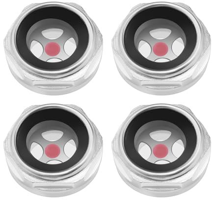 VGOL 4pcs 1/2 Verre de Vue Niveau d'huile de Compresseur d'air Connecteur de Niveau Liquide en Alliage d'aluminium BSP Adapté au Compresseur d'air Vérifier le Niveau d'huile de la Pompe