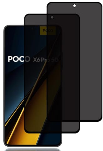 Protector Pantalla de Privacidad para Xiaomi Poco X6 Pro 5G [2 Piezas], Cristal Vidrio Templado Antiespia, Dureza 9H, Sin Burbujas, Anti-Rasguños, Anti-Espía Protector Pantalla para Xiaomi Poco X6 Pro