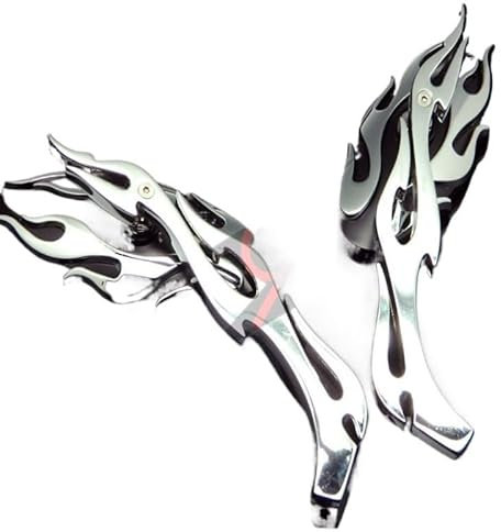 Motorrad Spiegel Motorradspiegel for Honda CB650R Yamaha Suzuki Kawasaki Cruiser Chopper Bobber Custom Chrome Flame Oval Rückspiegel Motorrad Spiegel