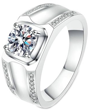 Gualiy Eheringe 585 Weißgold, 14 Karat Trauringe Ringe Breit Ring mit Labor Diamant 1ct Ringe Größe 56