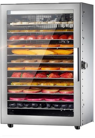 Déshydrateur Alimentaire 12 Plateaux En Acier Inoxydable, Déshydrateur 800 W Pour Herbes, Déshydrateur De Viande Pour Viande Séchée, Contrôle De Température 194°F, Minuterie 24 Heures