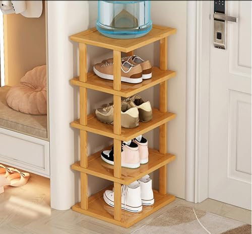 Platzsparendes Eck-Schuhregal Mit 5/7/8 Ebenen - Abnehmbarer, Vertikaler Schuhturm Aus Holz für Eingang, Flur, Schmaler Raum (S)