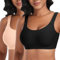 Nahtloser BH Damen Ohne Bügel Glatt Komfort Vollschalen Gepolstert Bustier Weicher BH Bequemer T-Shirt Soft BH Bra Bralette (Schwarz+Beige, L)