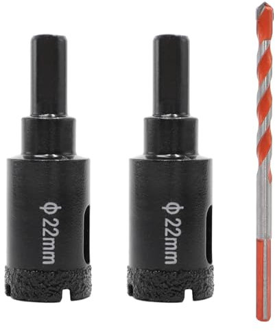 KtbeYTi 2 PCS Diamond Hole Saw 22 mm Diamond Drill Bit Set Diamond Core Hole Cutter with Center Drill Bit for Tile Marble Ceramic(Black)