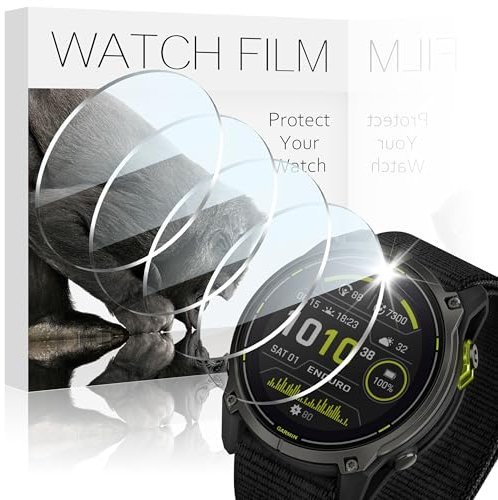 AIDOWU 4 Piezas Protector Pantalla Cristal Templado Compatible con para Garmin Enduro 3 Protector Reloj Vidrio Templado HD 9H Anti-raspado para Garmin Enduro 3 Película Protectora