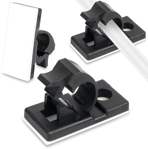 OWill 100 Stück Kabelhalter Selbstklebend, Kabelclips Selbstklebend Kabelklemmen für Kabelführung und Kabelbefestigung, Kabelhalterung zum Kleben für Kabel, Lichterketten und Mehr, Schwarz