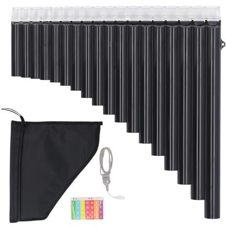Nurnesy Pan Flute Instrument 18 Pipes Key of C Pan Pipe for Beginners Learning Teaching with Carrying Bag