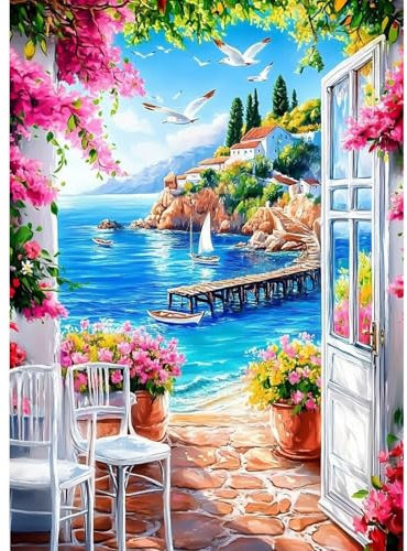 CEOVR Diamond Painting Bilder Kit Erwachsene,5D Landschaft Diamond-painting 30x40 cm,Landschaft Zum Meer Hin Diamant Art Set