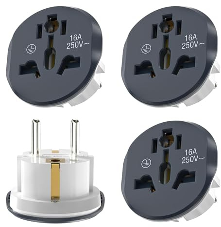 Jonuin 3 Stück Steckdosen Adapter Universal, UK to EU Adapter, Adapter Steckdose, Adapter China Deutschland Stecker, Universal Adapter, Universal Reiseadapter Welt zu Europa