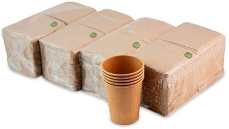 Pack de 600 Servilletas Cocktail de Papel 100% Reciclables y Biodegradables + 50 Vasos Eco - 10 x 10 cm Plegadas - Hostelnovo